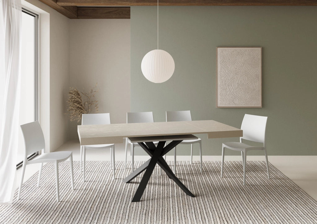Tavolo allungabile 90x90/194 cm Clerko cashmere gambe antracite