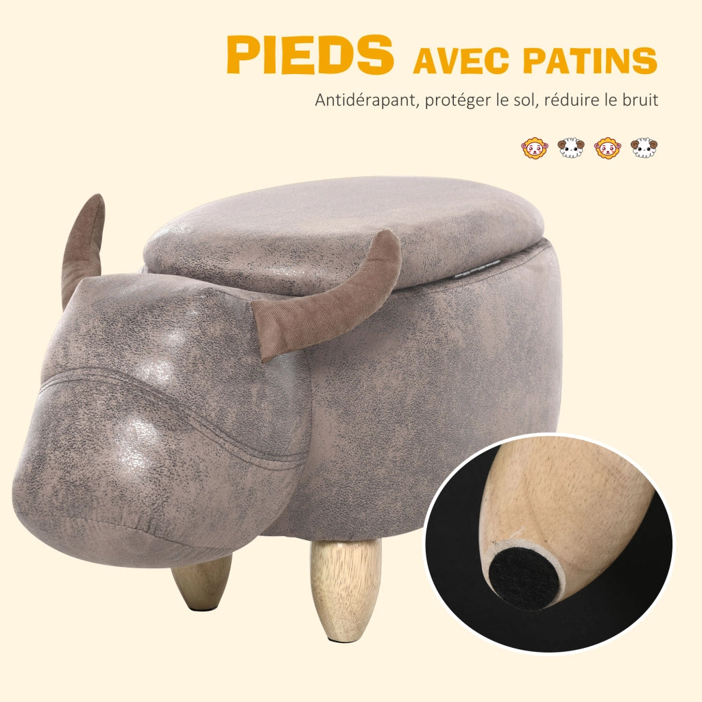 Pouf con Contenitore ¨C Minimal ¨C Marrone, Sintetico, Legno