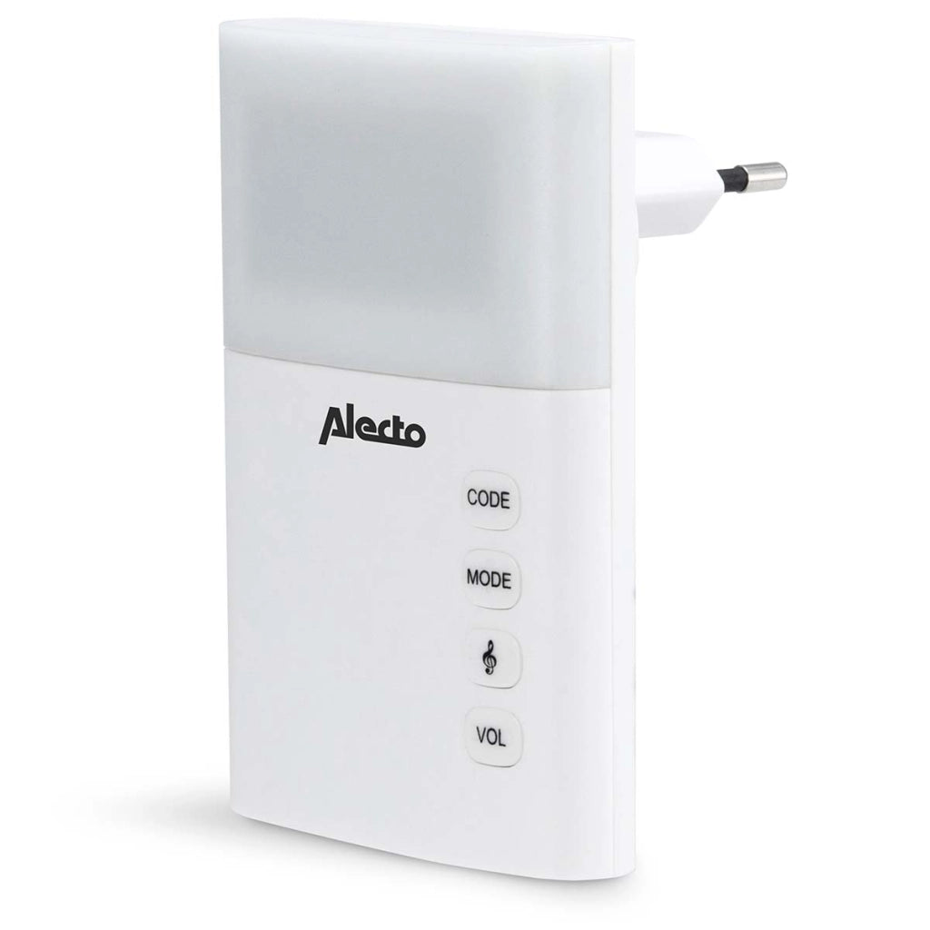 Campanello wireless alimentato a rete 36 melodie con indicatore LED Bianco Alecto