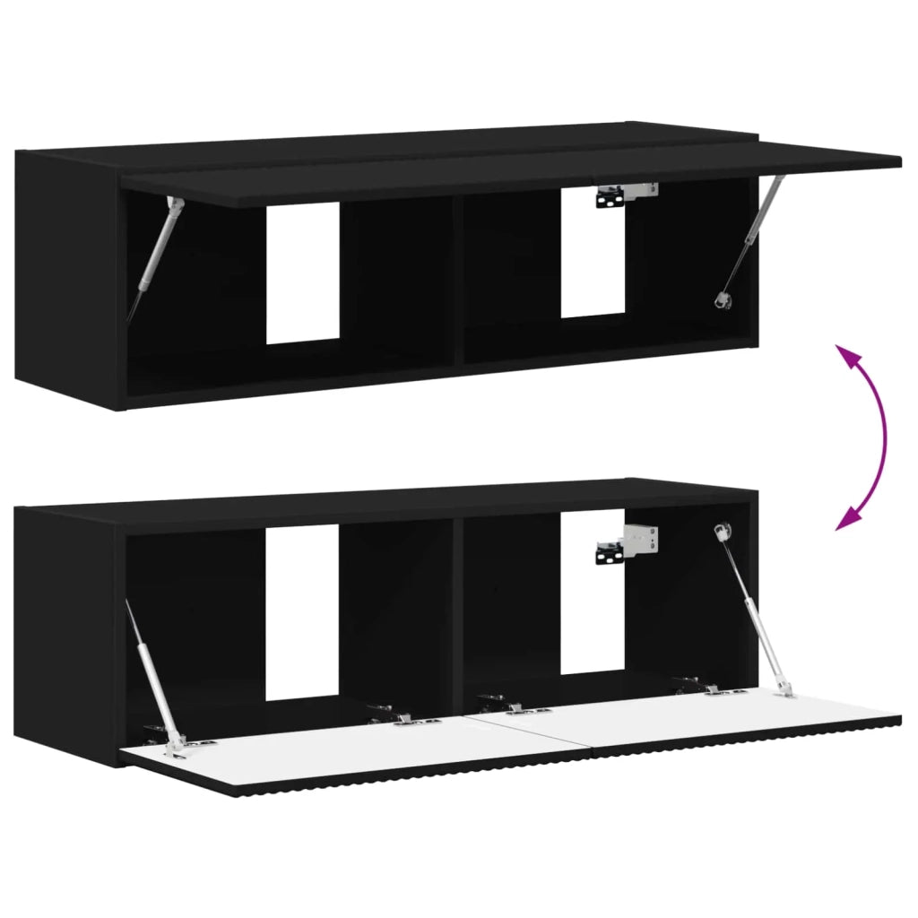 Set di Mobiletto da TV a Parete 4 pcs Nero Legno multistrato 3408926