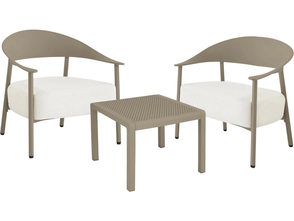 Set di mobili da giardino in metallo e plastica "Céora" - 2 posti - Taupe