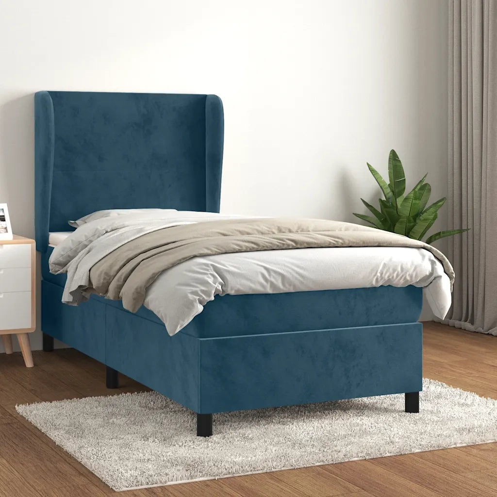 Giroletto a Molle con Materasso-Struttura Letto Blu Scuro 80x200 cm in Velluto 714937