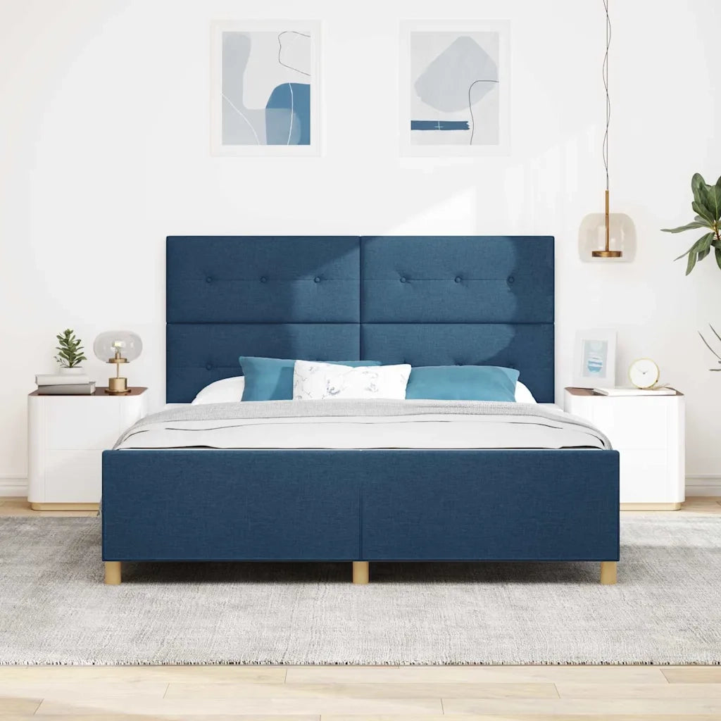 Struttura del letto con testiera Blu 180 x 200 cm Tessuto
