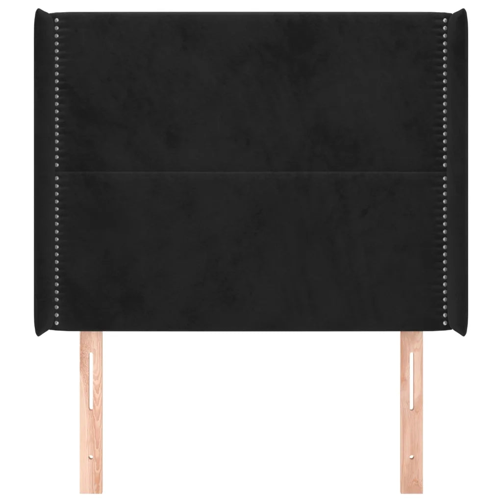 Testiera ad Orecchio-Testata con Orecchie Nera 93x16x118/128 cm in Velluto 998909