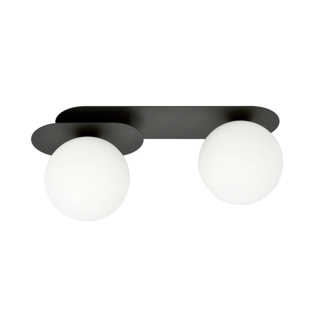 Plafoniera Emibig Plaza metallo 2xE14 nero/opal 45 cm