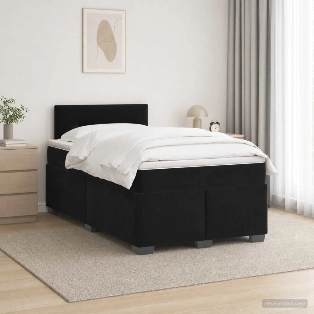 Letto box spring con materasso Nero 120 x 190 cm Velluto 3450676