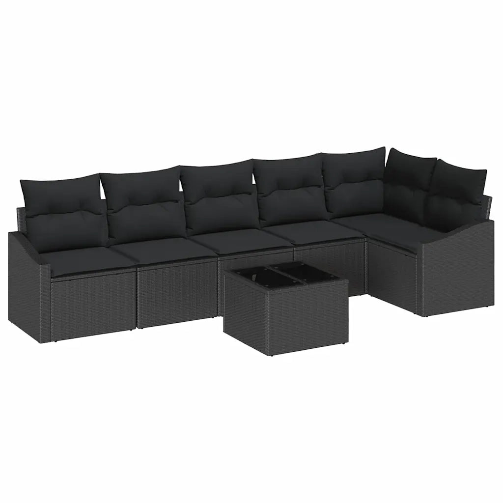 Set Divano da Giardino con cuscino 7 pcs Nero polyrattan 3355422