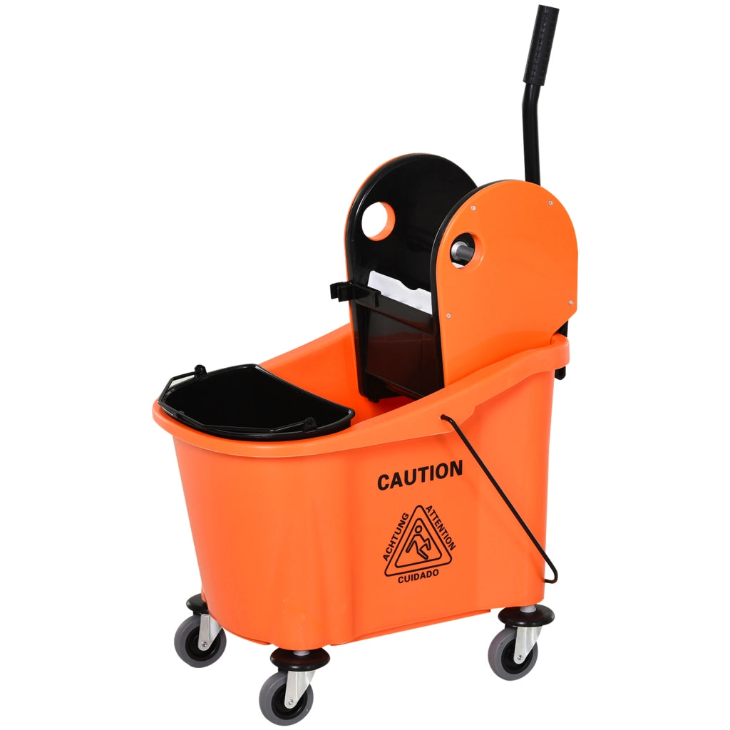 Carrello Lavapavimenti con Secchi e Strizzatore ¨C Minimal ¨C Arancione e Nero, 36L
