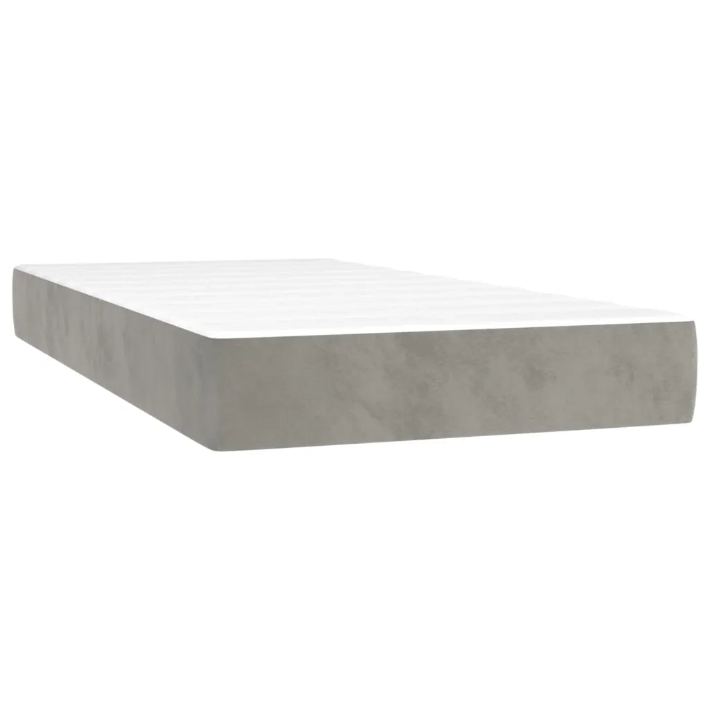 Letto a Molle con Materasso e LED Grigio Chiaro 200x200 cm Velluto