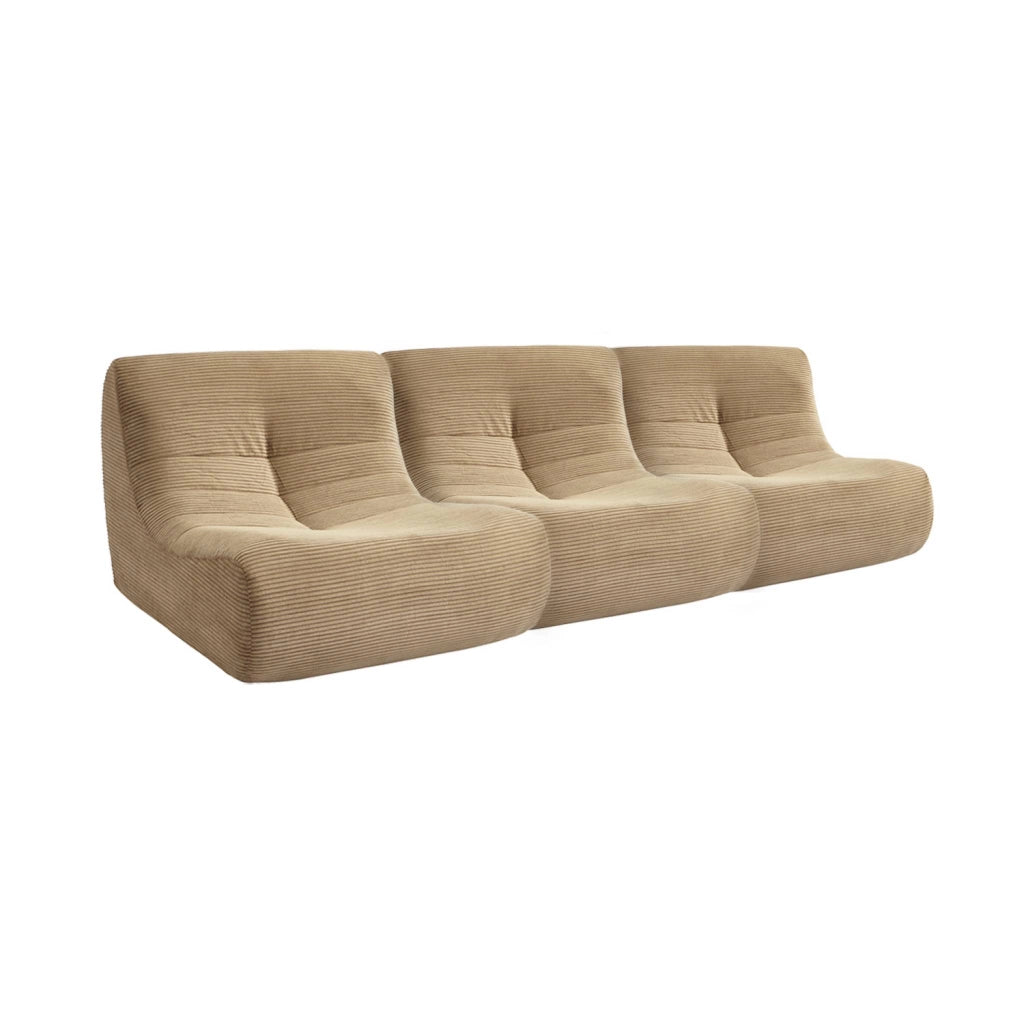 Divano modulare velluto, 3 posti, beige scuro