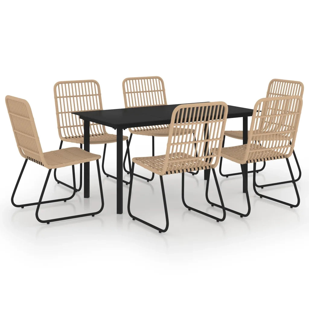 Set da Pranzo da Giardino 7 pz in Polyrattan e Vetro 3060240