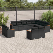 Set Divani da Giardino 12 pz con Cuscini Nero in Polyrattan 3226510