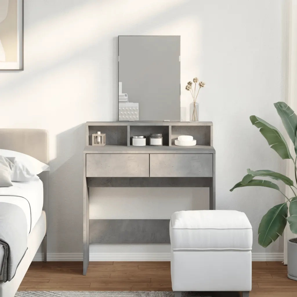 Toeletta | Tavolo da Trucco con Specchio Grigio Cemento 80x41x144,5 cm