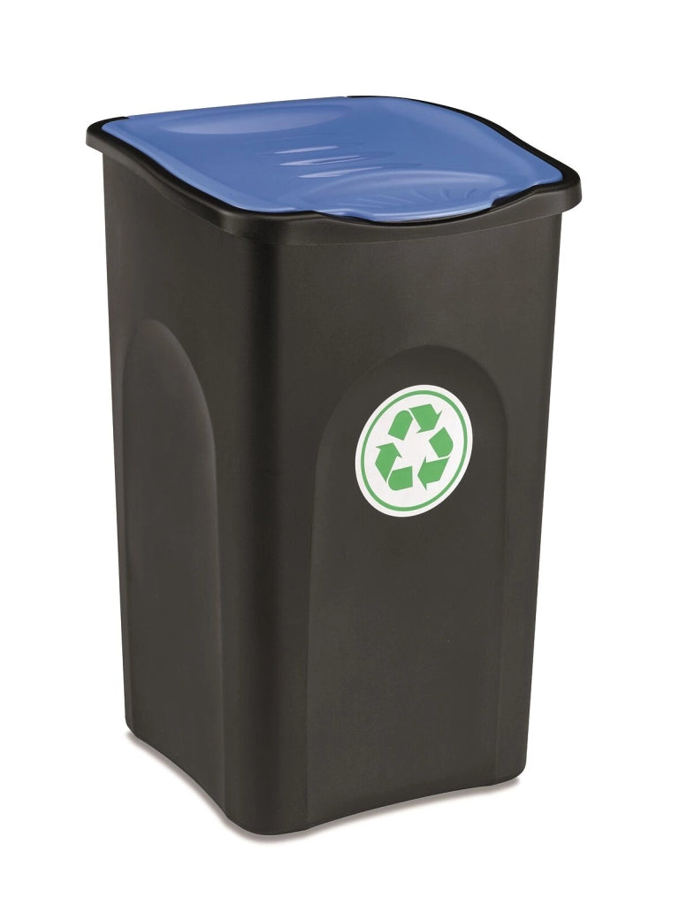 Stefanplast 70652 Ecogreen Pattumiera per Raccolta Differenziata 50 L Carta e Cartone colore Nero Blu
