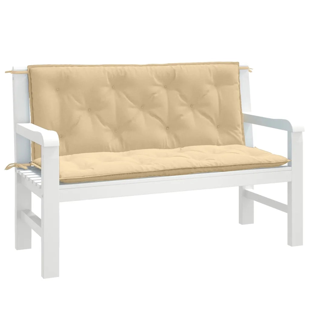 Cuscini Panca Giardino 2 pz-Set di 2 Cuscini per panchina da esterno Beige M¨¦lange 120x50x7 cm in Tessuto