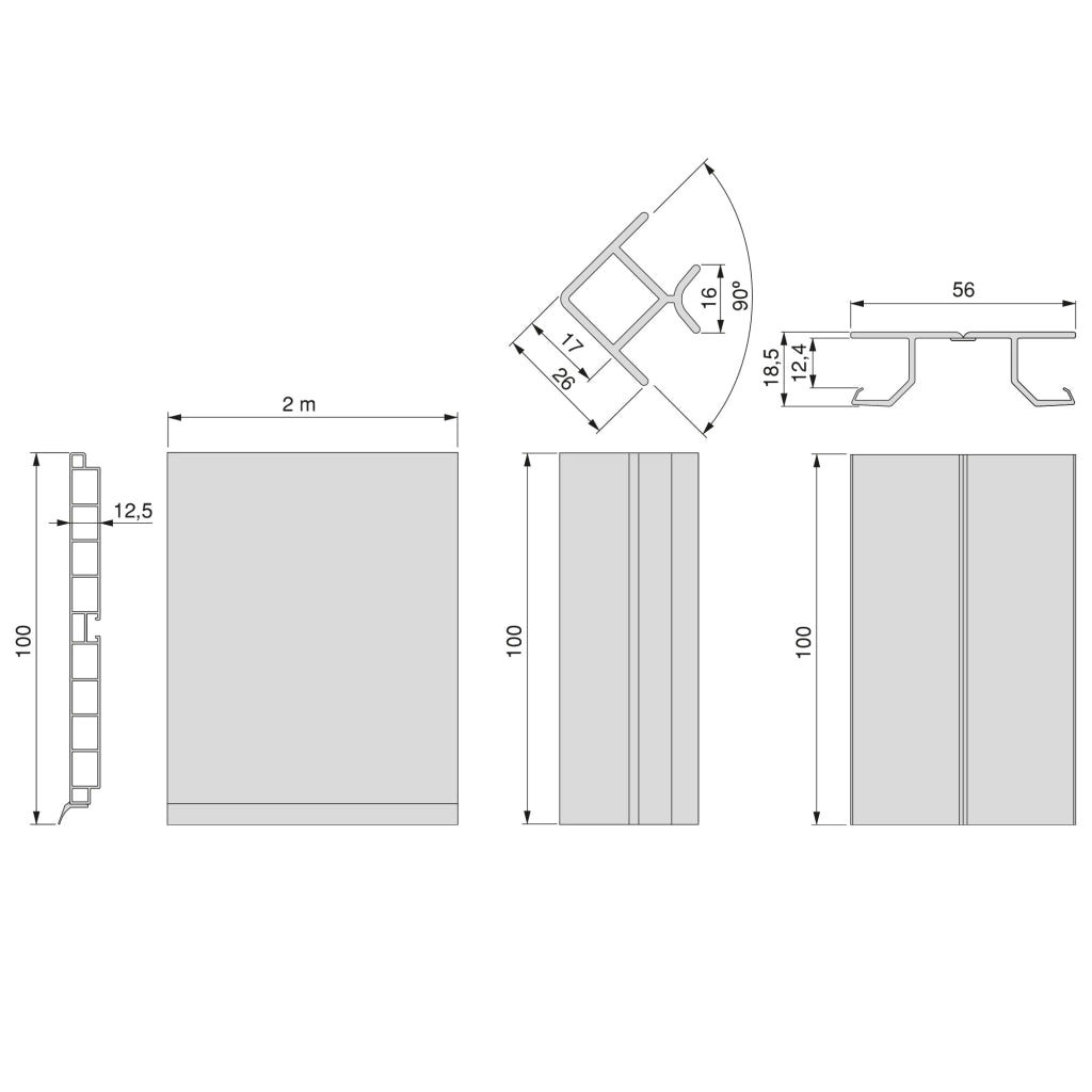 Battiscopa per Mobili Cucina 4,7m H10 cm con Giunti in Plastica Emuca Anodizzato Satinato