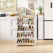 Carrello Portaoggetti Slim con Ruote ¨C Xylo ¨C Bianco/Legno, 4 Ripiani Regolabili, 85x55x20 cm