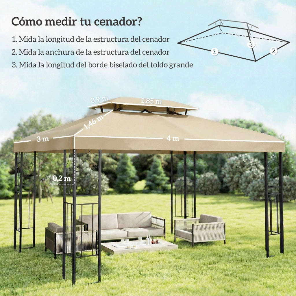 Toldo da giardino 4x3 m ¨C Minimal ¨C bianco crema
