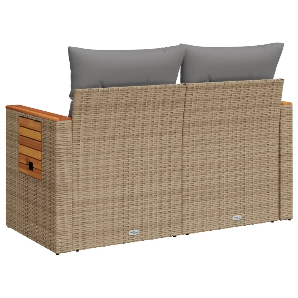 Divano da Giardino con Cuscini a 2 Posti Beige in Polyrattan 366098