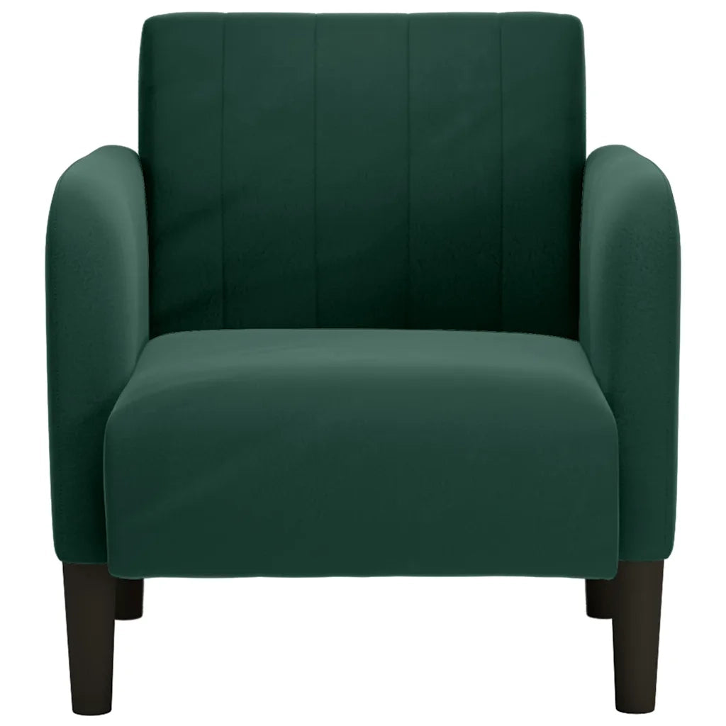 Divano Poltrona | Sedia con Braccioli Verde Scuro 54 cm in Velluto