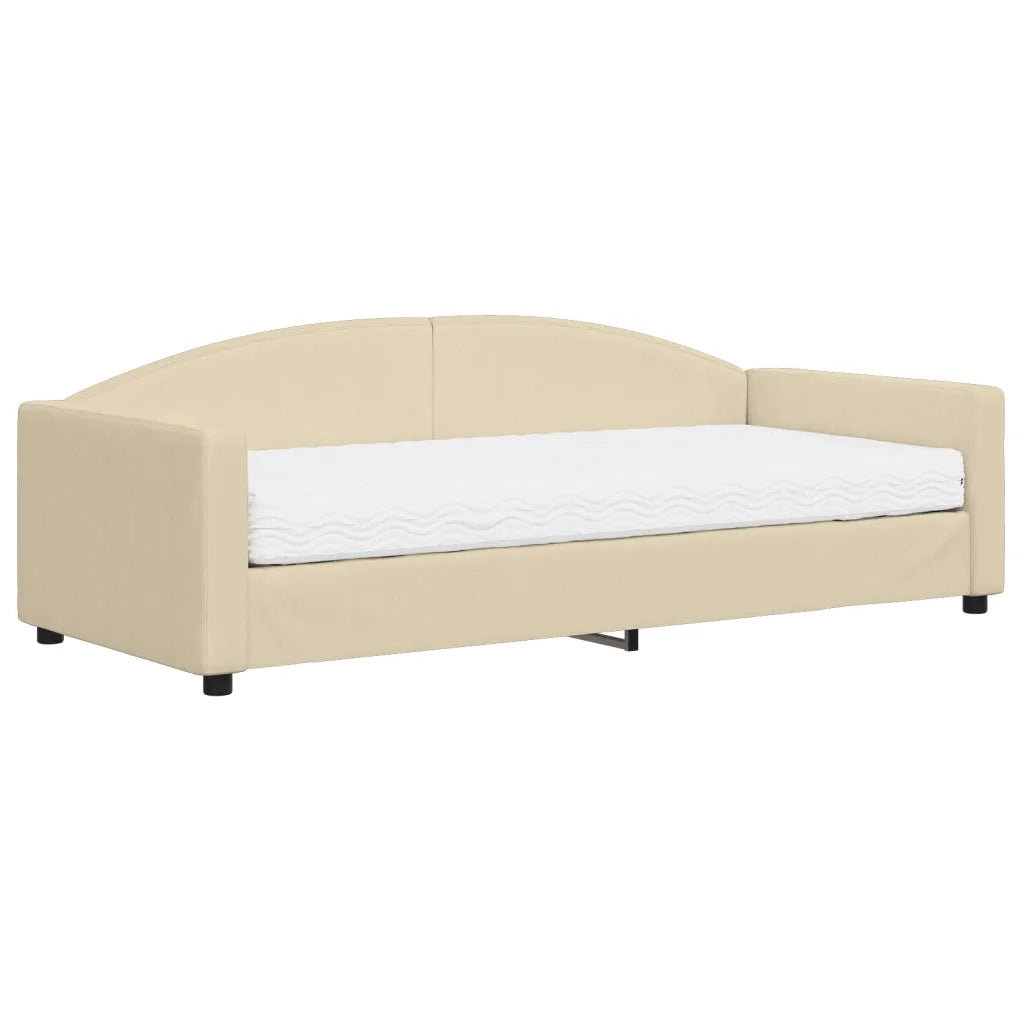 Divano Letto con Materasso-Sofa Letto-Daybed Crema 90x200 cm in Tessuto 190887