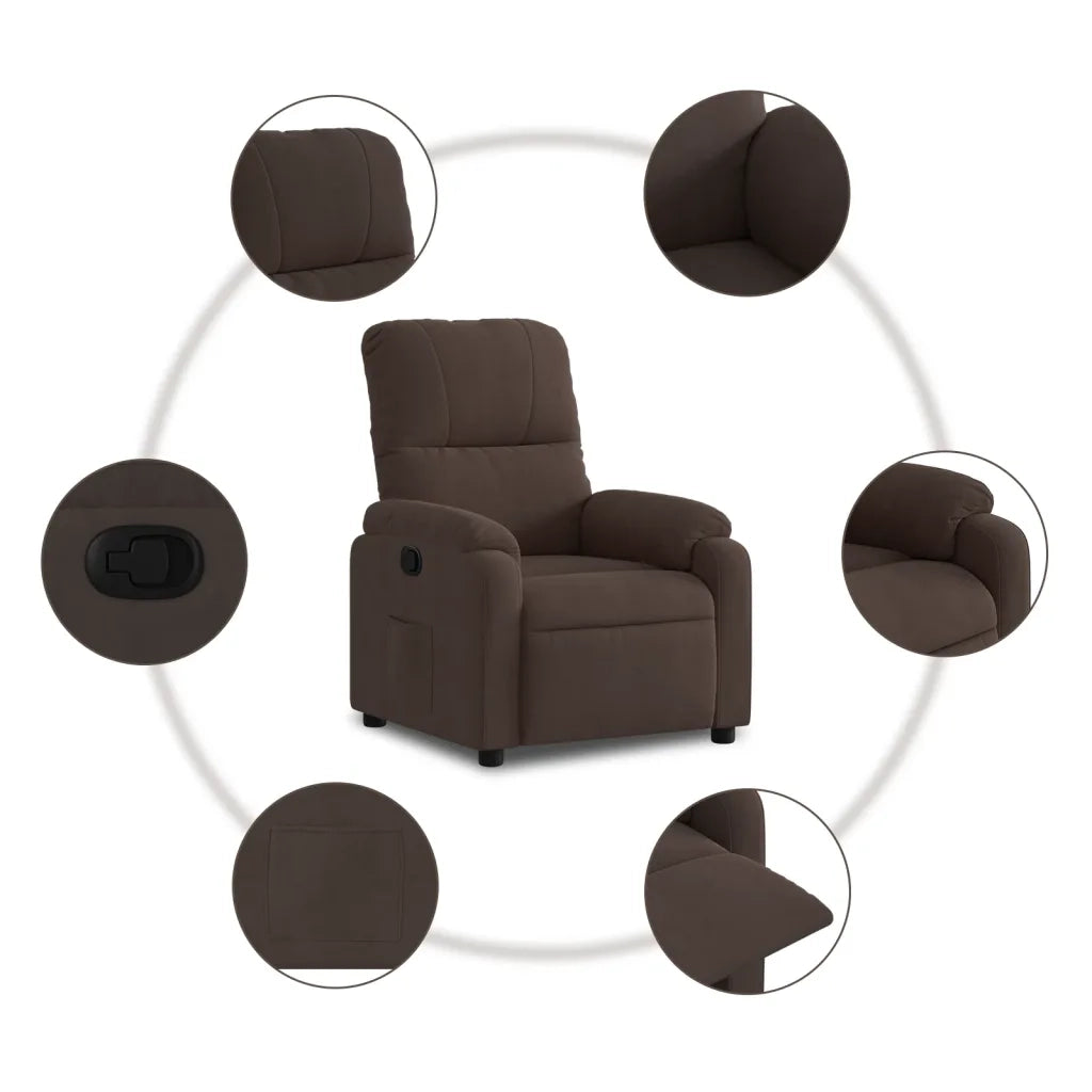Poltrona | Sedia Relax Reclinabile Marrone in Tessuto di Microfibra