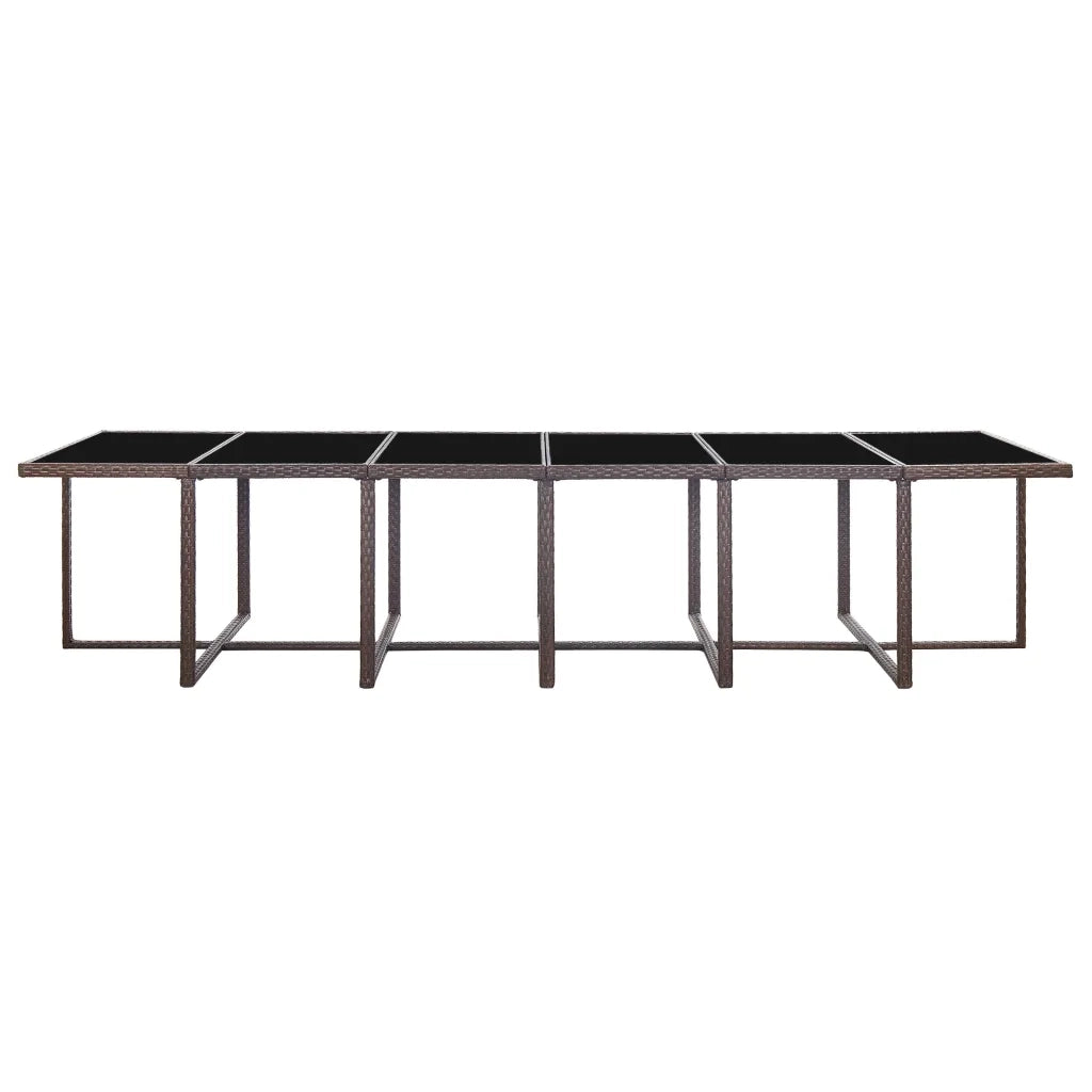 Set da Pranzo da Giardino 17 pz con Cuscini Polyrattan Marrone 46428