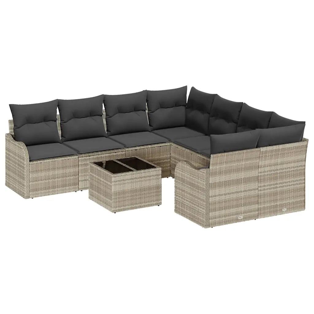 Set Divano da Giardino 9 pcs Grigio chiaro e grigio scuro