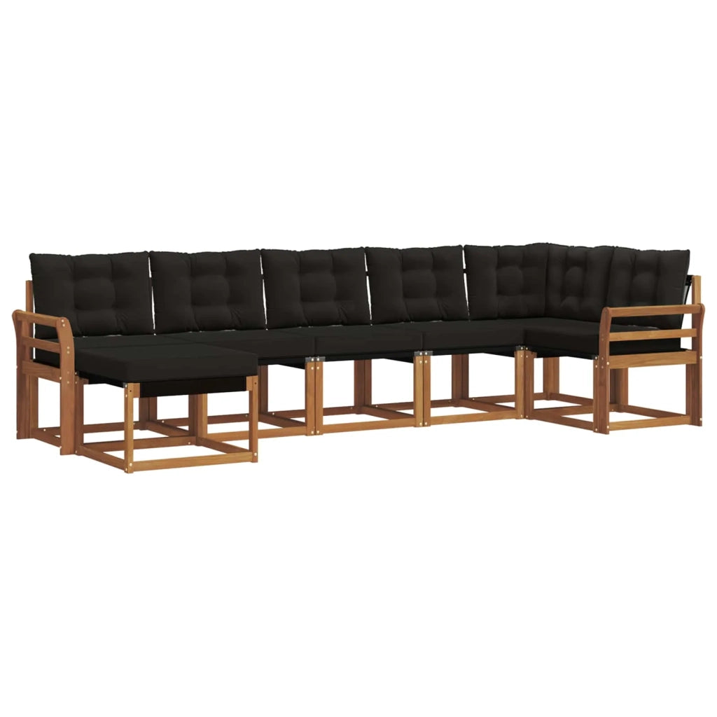 Set di divani da esterno con cuscino 7 pcs Naturale e Nero 3368883