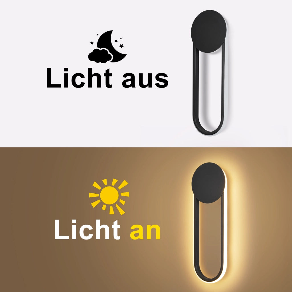 ZMH Applique LED 12w 41cm 3000k Nero Design moderno e minimalista