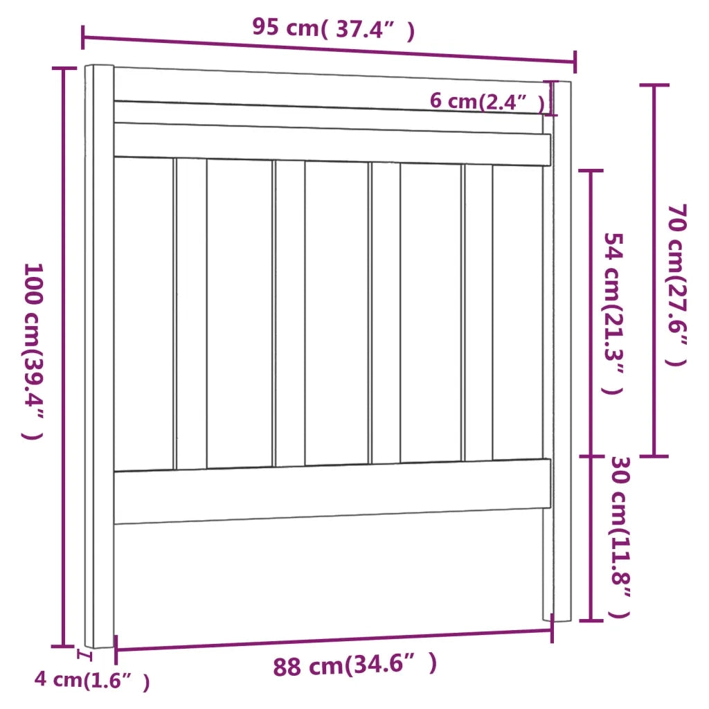 Testiera | Testata per Letto Ambra 95x4x100 cm in Legno Massello di Pino