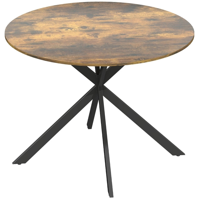 Tavolo da pranzo - rotondo per 4 - stile industriale - gambe in acciaio - marrone rustico - per cucina