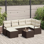 Set di divani con cuscino 7 pcs Marrone e Crema polyrattan 3355127