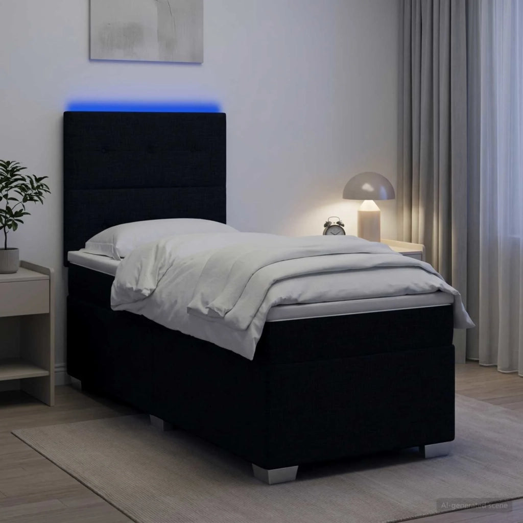 Letto box spring con materasso Nero 90 x 200 cm Tessuto 3454784
