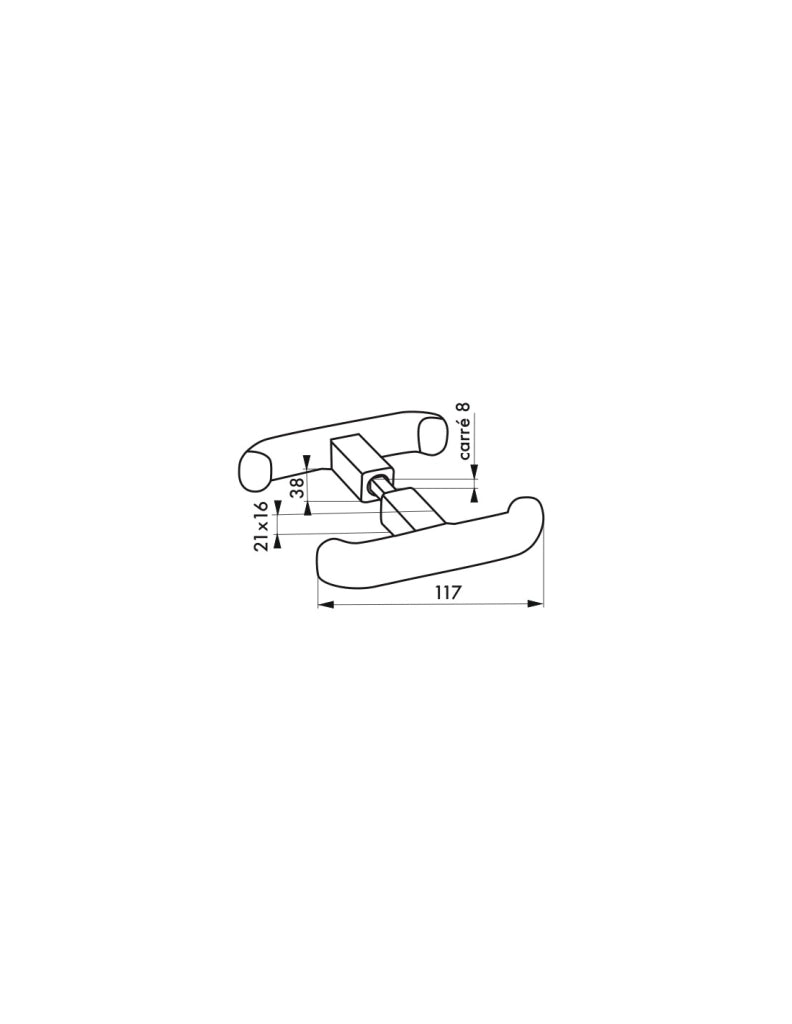 Maniglia doppia a T con quadro da 8 mm, nera, per riferimento 096562 – THIRARD