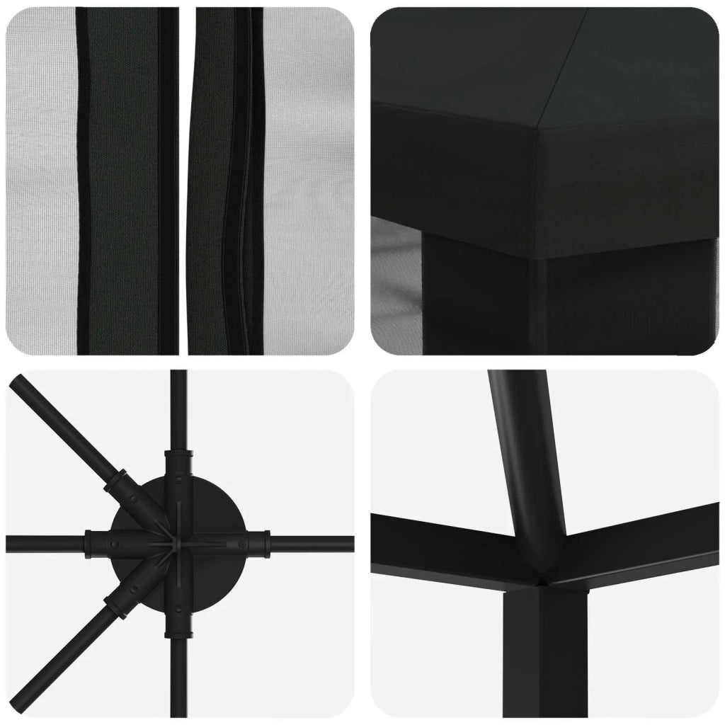 Gazebo con pareti laterali 6 x 3 m Nero Poliestere e Acciaio 3376028