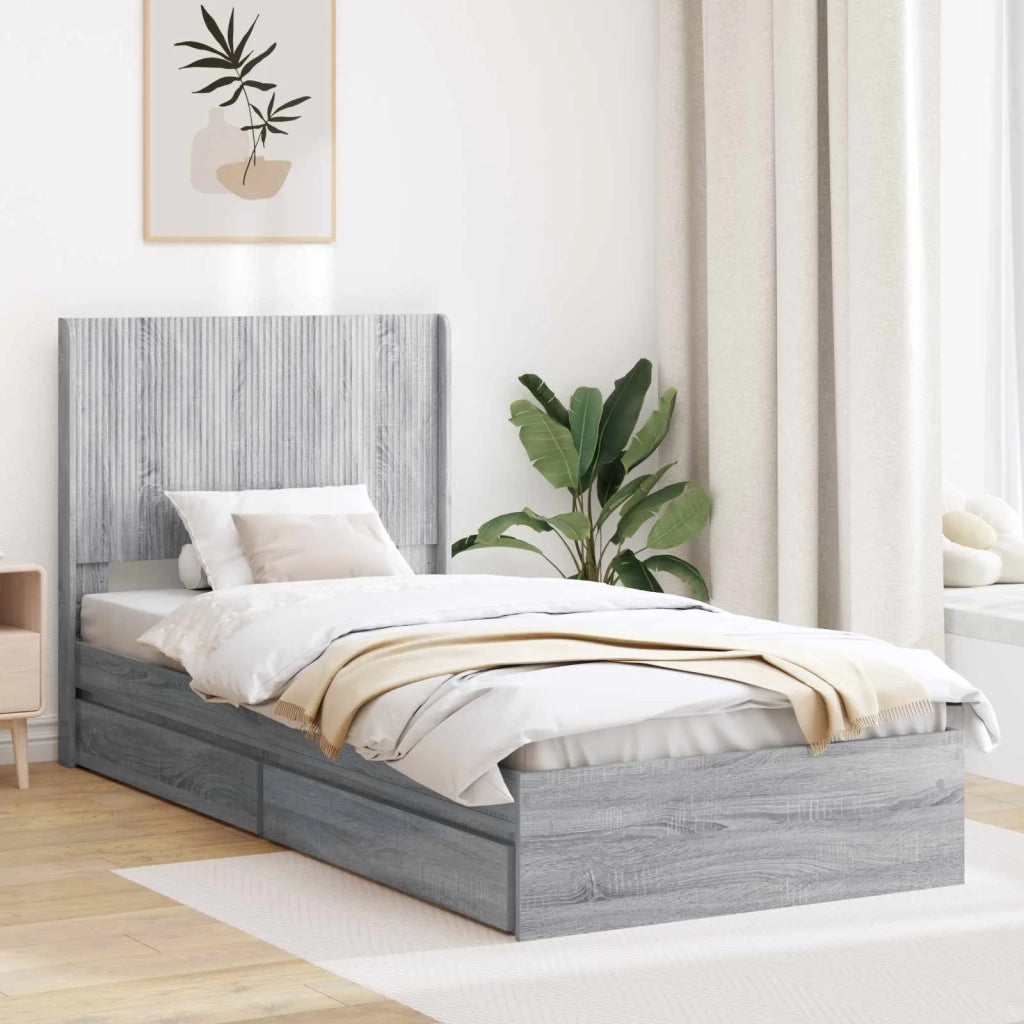 Letto da camera | Struttura del letto con stoccaggio e testata 3 pcs