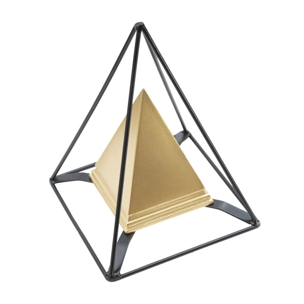 Scultura Piramide 1, Oro, Poliresina, 15x15x19,5 cm
