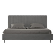 BS COM Letto matrimoniale king size contenitore imbottito 200x210 microfibra grigio