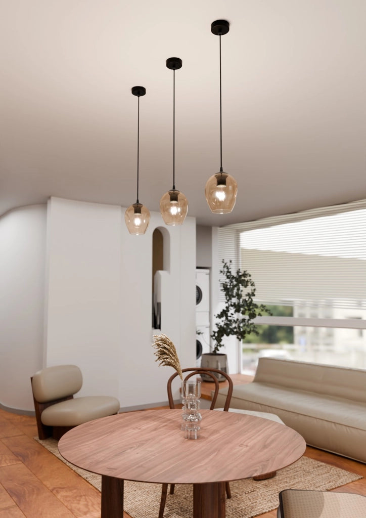 Lampada a sospensione Emibig Istar vetro miele nero E27