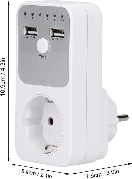 Contatore a Tempo Countdown Socket 180~260V 16A USB Smart Digitale per Ricarica del Telefono (Presa EU) - Contenuto HTML Incluso.
