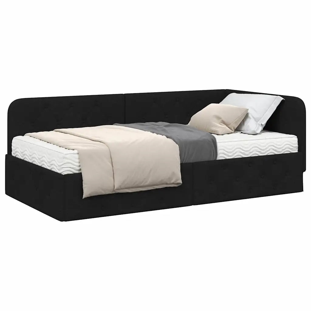 Cornice del letto ad angolo Nero 100 x 200 cm Tessuto