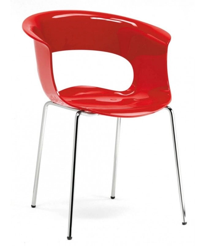 POLTRONA MISS B SET DA 4 ANTISHOCK POLICARBONATO MADE IN ITALY SCAB DESIGN - Trasparente rosso 140