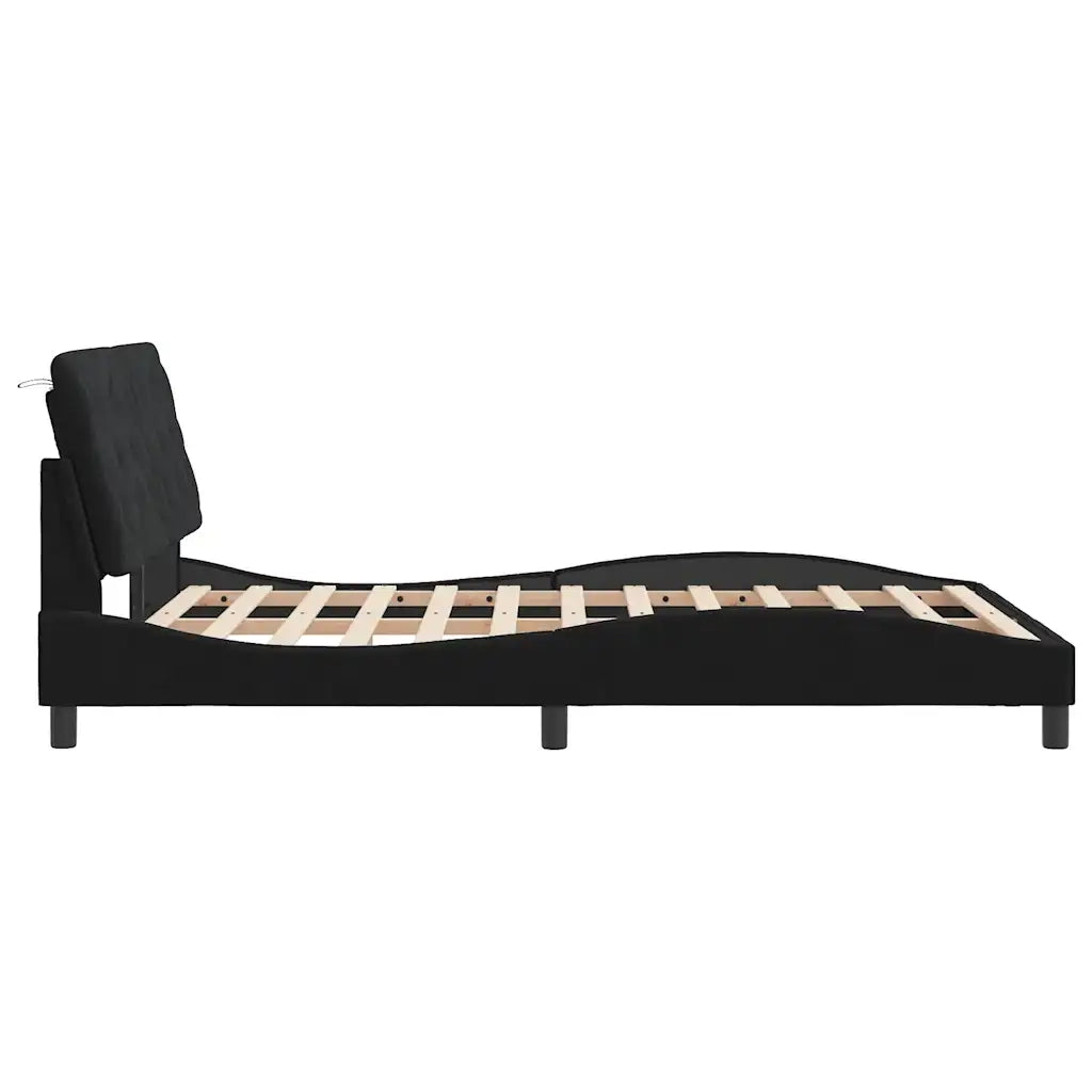 Letto matrimoniale | Letto per adulti | Giroletto senza Materasso Nero 140x200 cm in Velluto