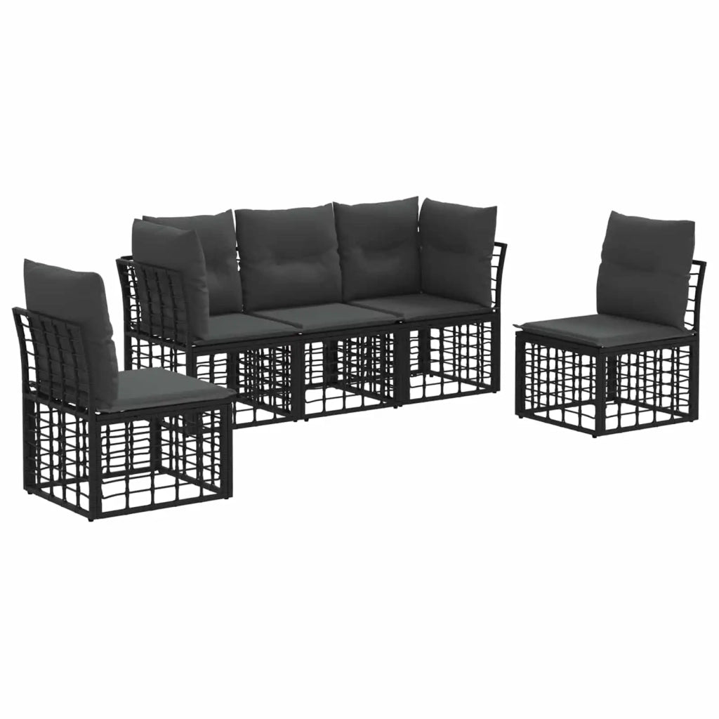 Set di divani da esterno Nero Poliestere 3437425