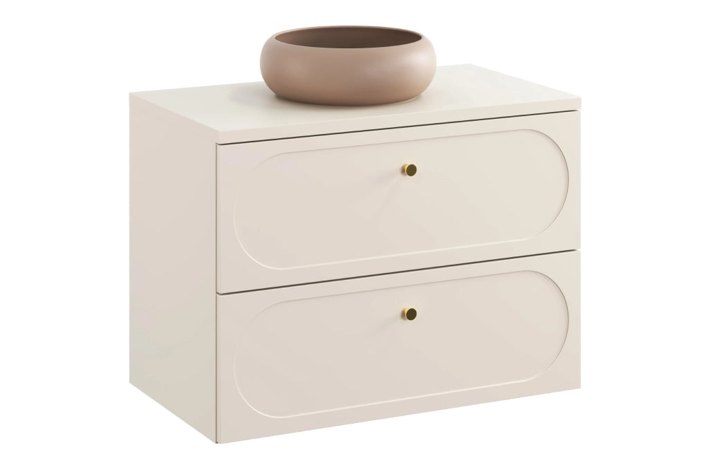 Set mobili bagno 80 cm con piano e lavabo da appoggio Wiki Donna Sand 80 cm