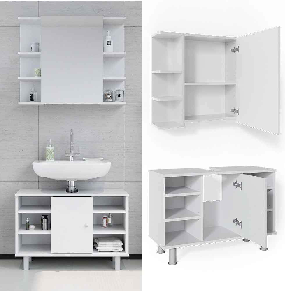 Vicco Set mobili bagno Bianco 2 parti, mobile base 80 cm