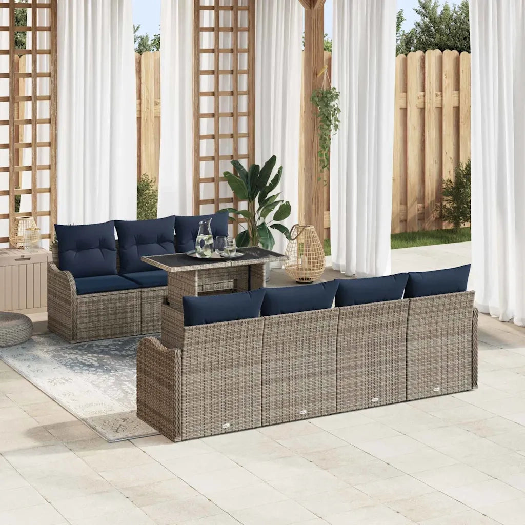 Set Divano da Giardino 8 pz Grigio polyrattan 3348411