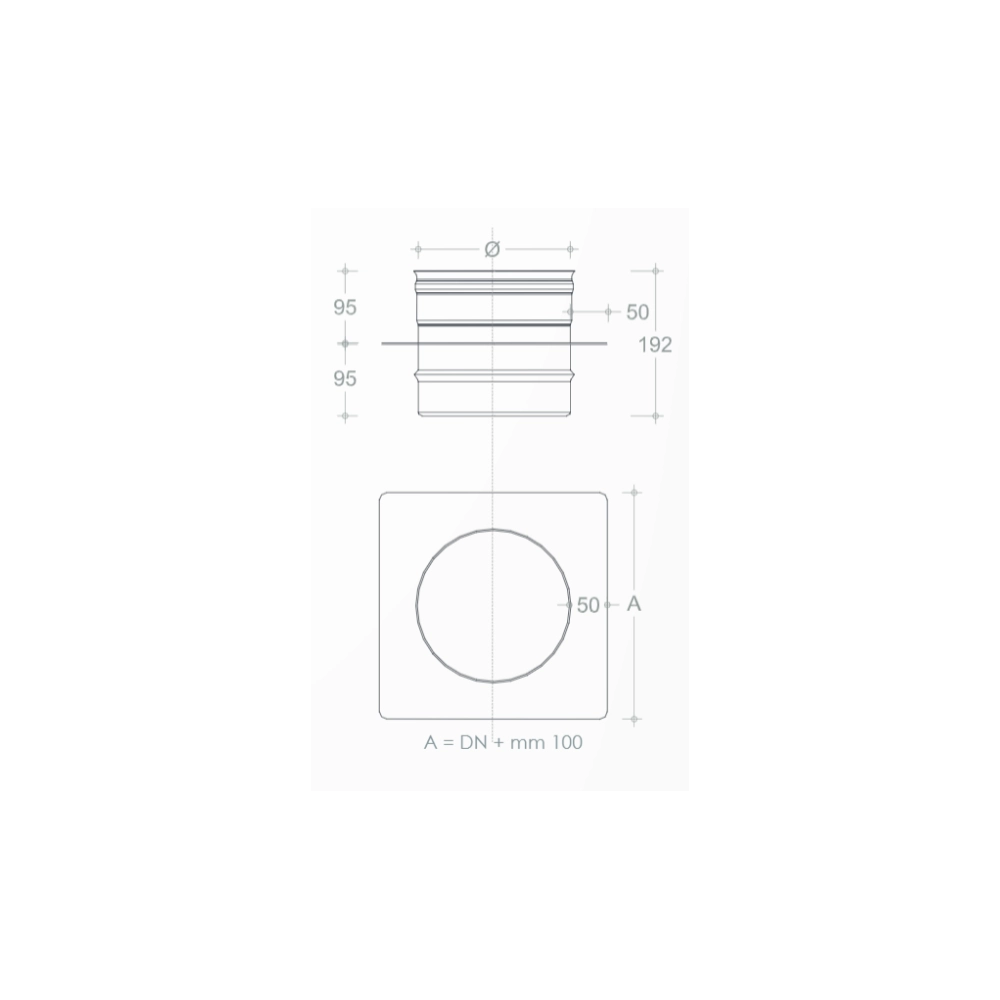 Supporto a solaio mf da 80mm in acciaio aisi 304