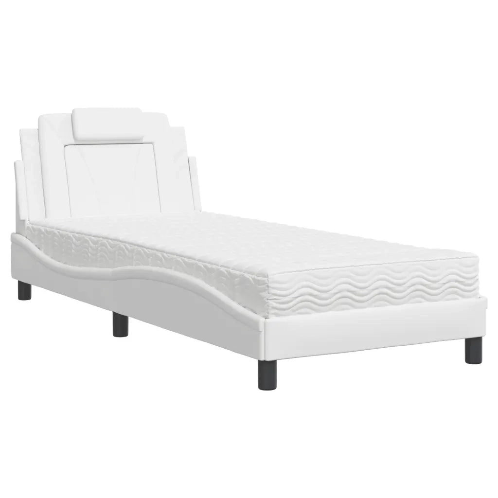 Letto Viana con Materasso Bianco 90x200 cm in Similpelle